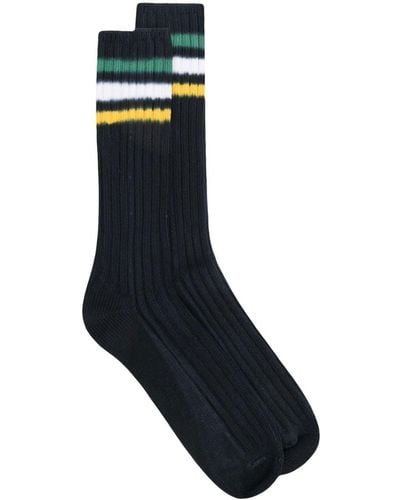 Sacai Striped-trim Ribbed Socks - Blue