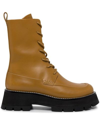 3.1 Phillip Lim Bottes militaires kate jaunes à laçage - Marron