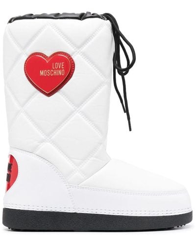 Love Moschino Quilted Patent Snow Boots - White