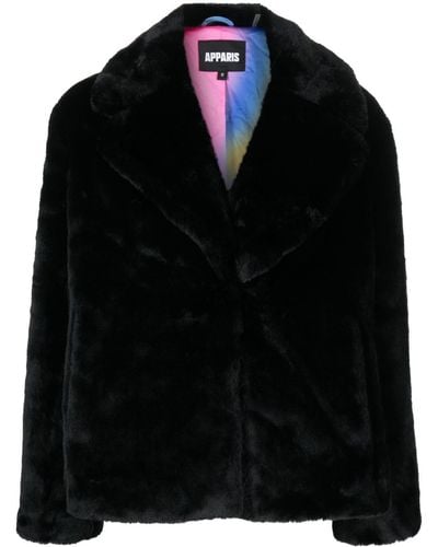 Apparis Notched-lapel Faux-fur Jacket - Black