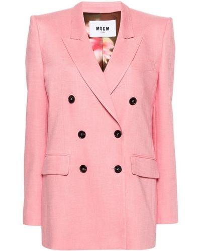 MSGM Double-breasted Blazer - Pink