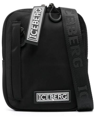 Iceberg Schultertasche mit Logo-Patch - Schwarz