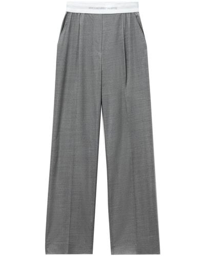 Alexander Wang Pleat-detail logo-waistband trousers - Grau