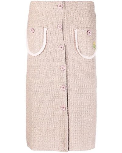 Cormio Buttoned Detailed Midi Skirt - Natural