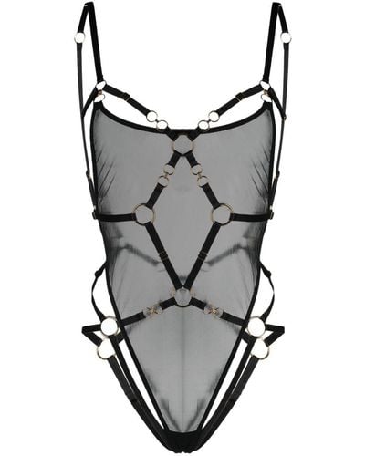 Bordelle Kleio Sheer Harness Bodysuit - Black