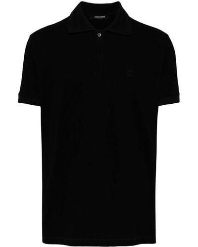 Roberto Cavalli Poloshirt Met Geborduurd Logo - Zwart
