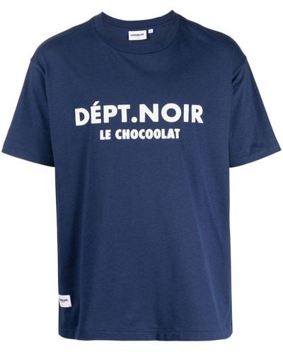 Chocoolate Logo-detail Graphic-print Cotton T-shirt - Blue