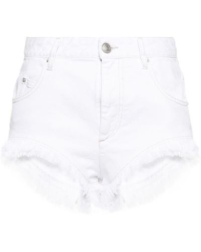 Isabel Marant Eneidao Frayed Denim Shorts - White