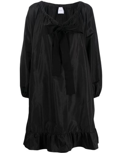 Patou Puff-sleeve Ruffle-hem Minidress - Black