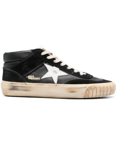 Golden Goose Mid-star Leather Sneakers - Black