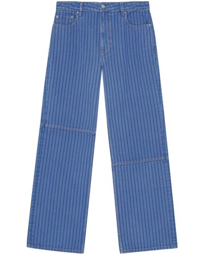 Ganni Halbhohe Wide-Leg-Jeans - Blau