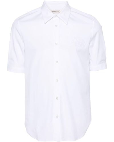 Alexander McQueen Camisa con logo bordado - Blanco