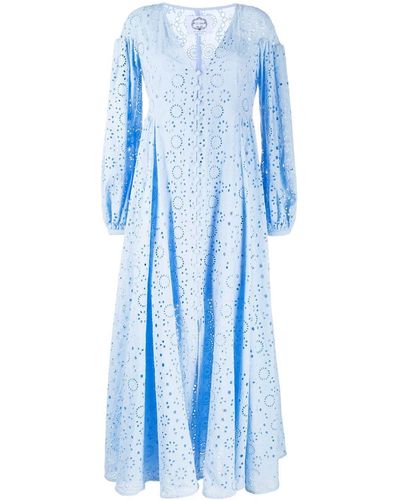 Evi Grintela Kleid mit Lochstickerei - Blau