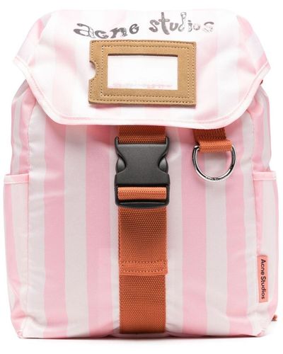 Acne Studios Logo-print Striped Backpack - Pink