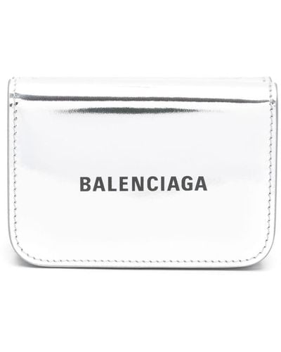 Balenciaga Metallic Leather Wallet - White