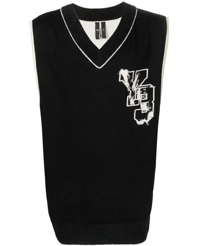 Y-3 Jersey sin mangas con logo en intarsia - Negro