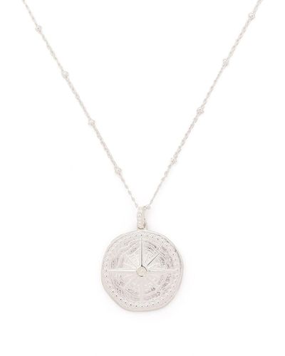 Dower & Hall Engraved Compass Necklace - Metallic