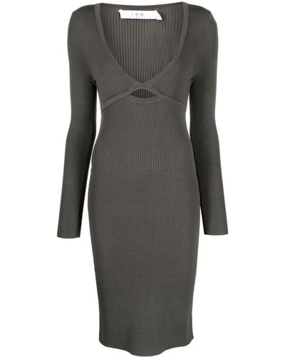 IRO Long-sleeve Ribbed Midi Dress - Gray