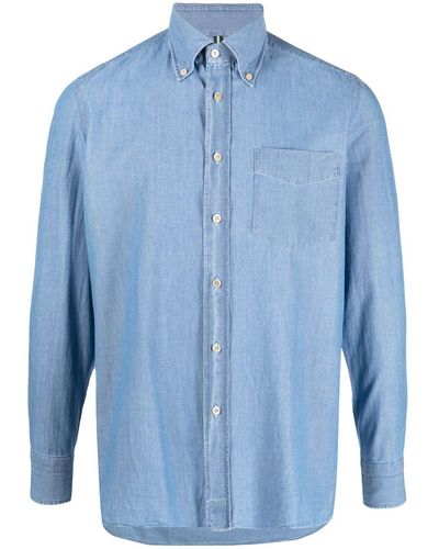 Luigi Borrelli Napoli Chemise en coton à poche poitrine - Bleu