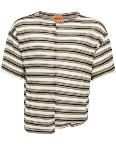 VITELLI Patchwork Striped T-shirt - White