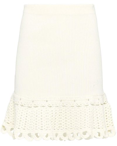 Prada Crochet-knit Midi Skirt - Natural
