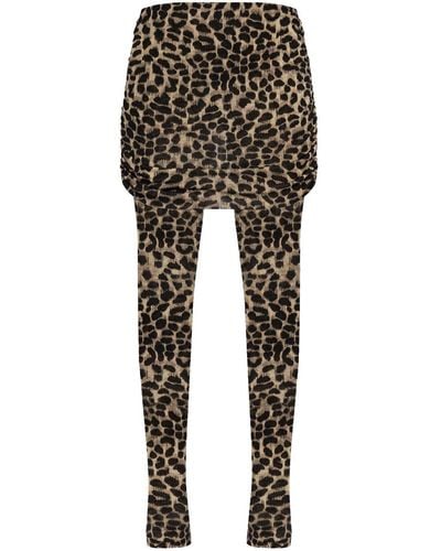 Blumarine Leopard-print Wool leggings - Black