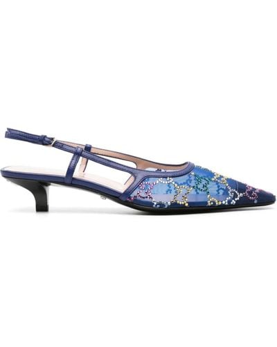 Gucci Zapatos GG con tacón de 30 mm - Azul