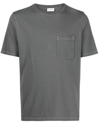 Saint Laurent Patch-pocket Short-sleeve T-shirt - Gray