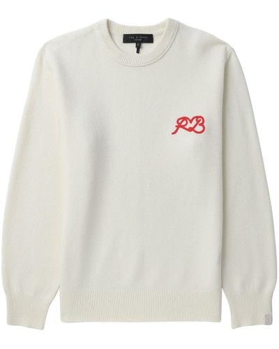 Rag & Bone Logo-embroidered Wool Sweater - White