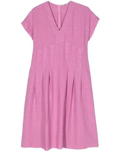Peserico Pleated Linen Midi Dress - Pink