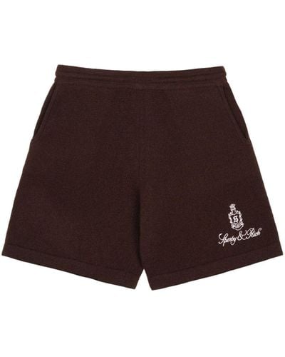 Sporty & Rich Vendome Logo-embroidered Cashmere Shorts - Brown