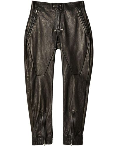Rick Owens Luxor Leather Tapered Pants - Gray
