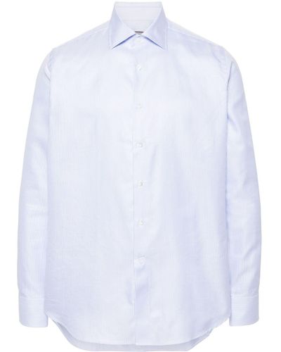 Canali Patterned-jacquard Cotton Shirt Jacket - White