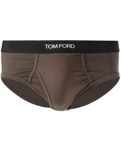 Tom Ford Logo Cotton Briefs - Brown