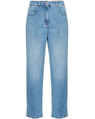 Peserico Jeans Met Logopatch En Toelopende Pijpen - Blauw