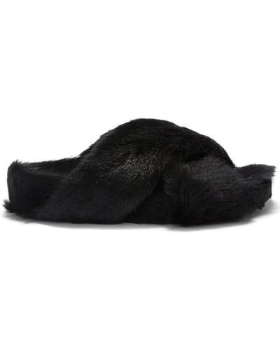 Jil Sander Crossover-strap Fur Slides - Black