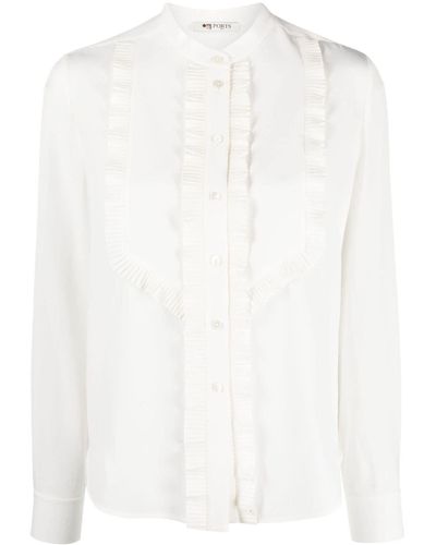 Ports 1961 Ruffle-detail Silk Shirt - White