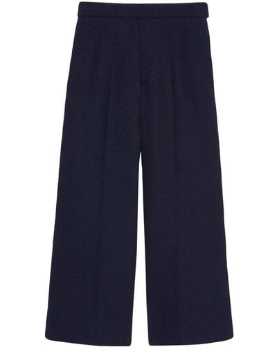 Gucci Pantalon crop en tweed à taille haute - Bleu