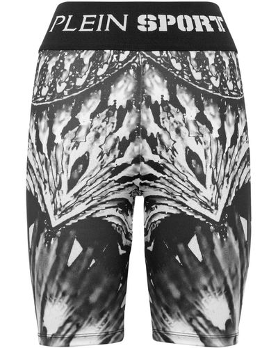 Philipp Plein Abstract-print Skinny Cycling Shorts - Black