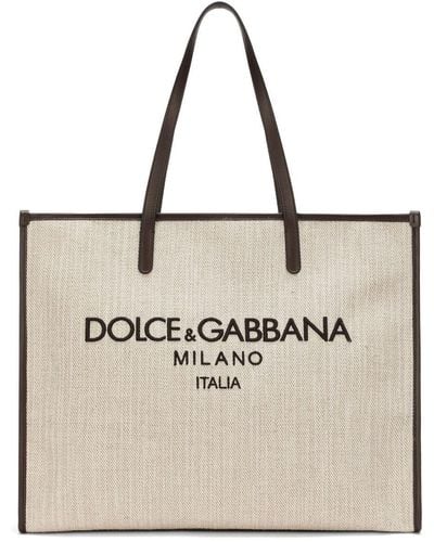 Dolce & Gabbana Shopper mit Milano-Logo - Natur