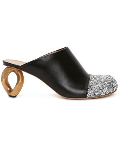 JW Anderson 75mm Chain Crystal-embellished Leather Mules - Black