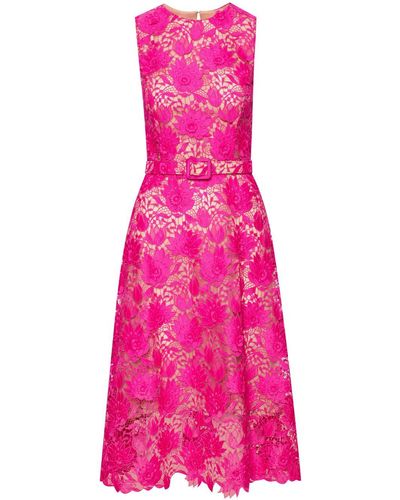 Oscar de la Renta Water Lily Guipure Lace Dress - Pink