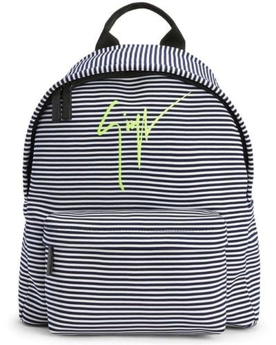 Giuseppe Zanotti Logo-print Striped Backpack - Blue