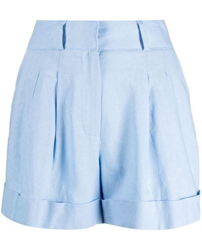 DKNY Pleat-detail Cotton Shorts - Blue