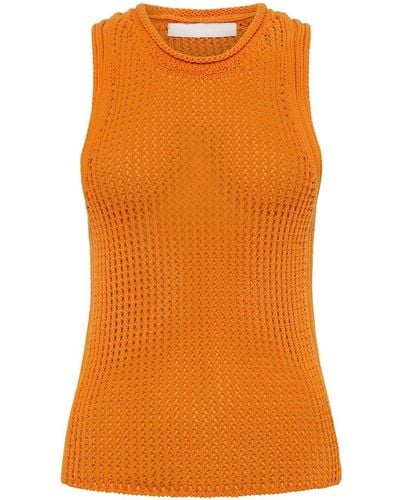 Dion Lee Open-knit Cotton Vest - Orange