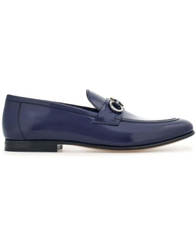 Ferragamo Gancini-plaque leather loafers - Azul