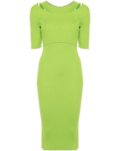 Liu Jo Ribbed-knit Cut-out Dress - Green