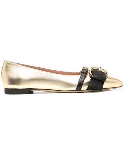 Moschino Buckle-detail Ballerina Shoes - Natural