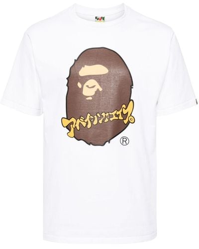 A Bathing Ape Camiseta Katakana Ape Head - Blanco