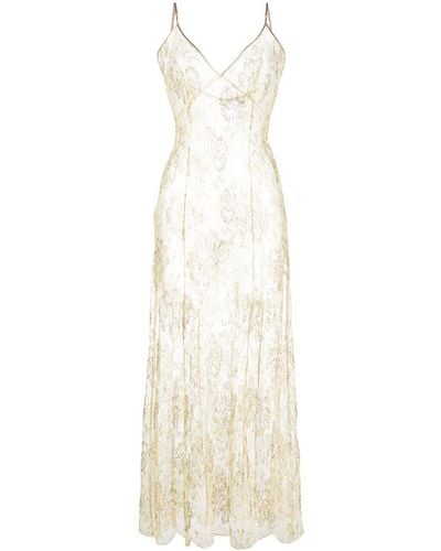 Gilda & Pearl L'age D'or Long Lace Slip Dress - Metallic